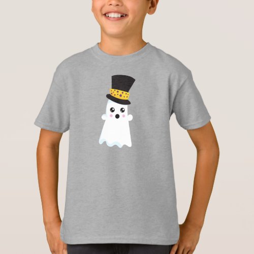 Halloween Ghost Hat Boo Trick Or Treat T_Shirt