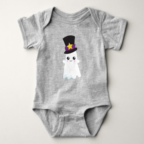 Halloween Ghost Hat Trick Or Treat Boo Baby Bodysuit