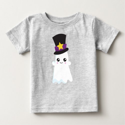 Halloween Ghost Hat Trick Or Treat Boo Baby T_Shirt