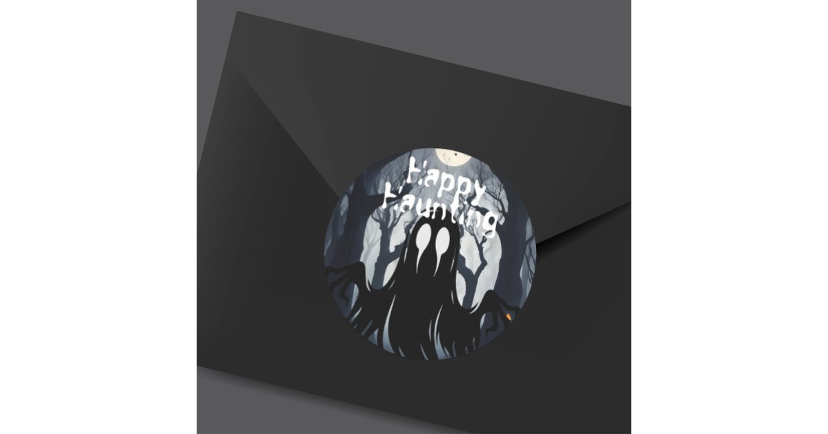 Halloween Ghost Haunted Forest Costume Party Classic Round Sticker | Zazzle