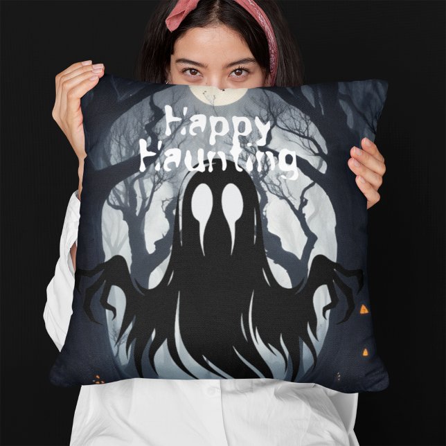 Halloween Ghost Haunted Forest Costume Party Throw Pillow (Creator Uploaded)