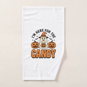 Halloween Ghost Here For The Candy Cute Vintage_1 Hand Towel