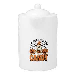 Halloween Ghost Here For The Candy Cute Vintage_1 Teapot