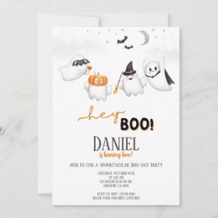 Halloween Ghost Hey Boo Birthday Party Invitation