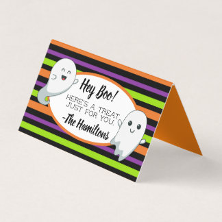 Halloween Ghost "Hey Boo" Treat Bag Topper Business Card