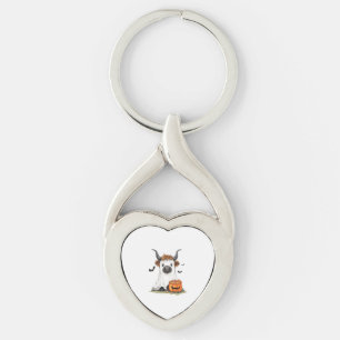 Halloween Ghost Highland Cow PNG Keychain