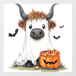 Halloween Ghost Highland Cow PNG Wall Decal