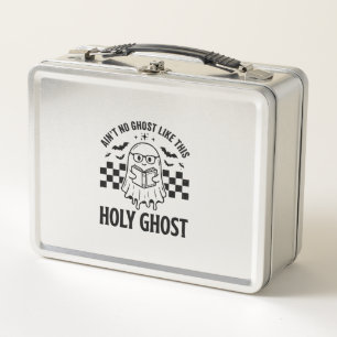 Halloween Ghost Holy Ghost Funny Vintage Checkerbo Metal Lunch Box
