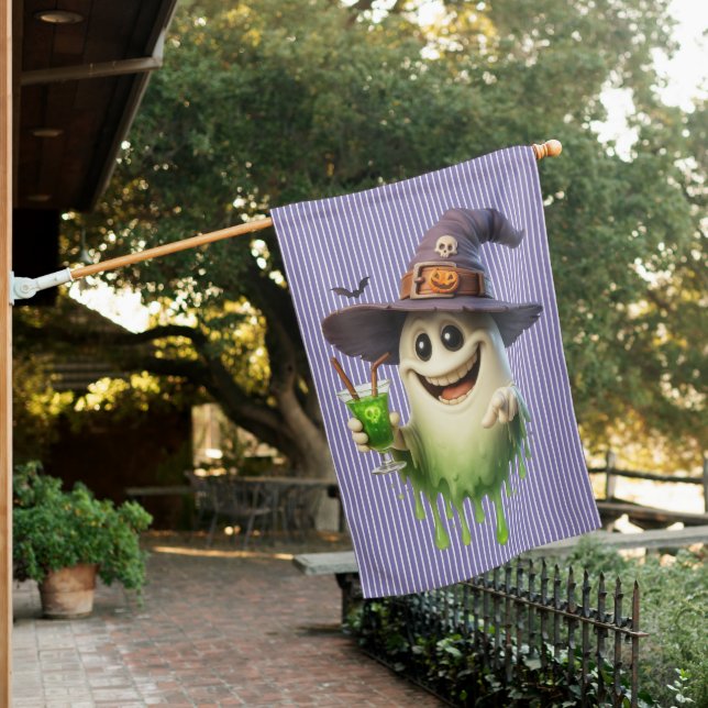 Halloween Ghost House Flag (In SItu)