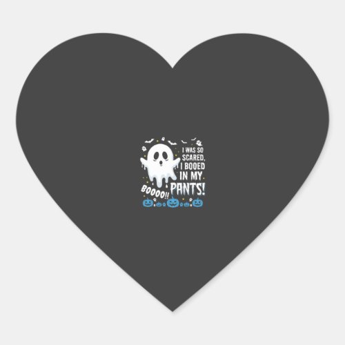 Halloween Ghost I Booed My Pants Design Heart Sticker