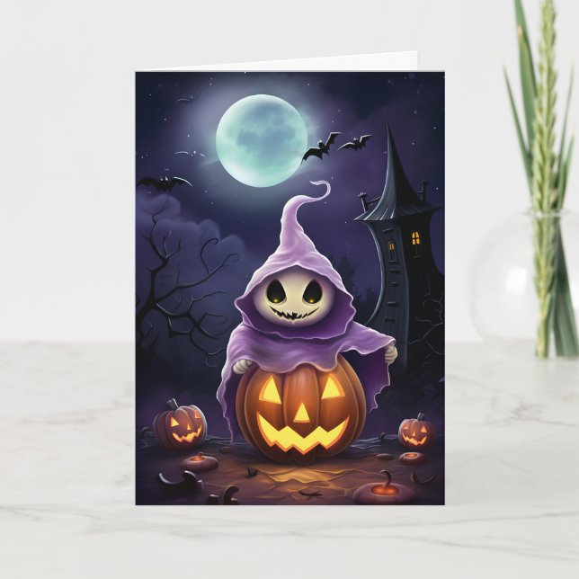 Halloween Ghost Illustration Card (Front)