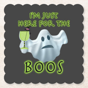 Halloween Ghost I'm Just Here for the Boos Paper C Paper Coaster