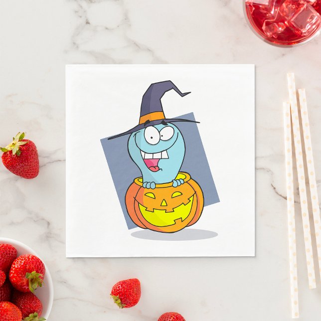 Halloween Ghost in Pumpkin Spooky Witch  Napkins (Creator Uploaded)