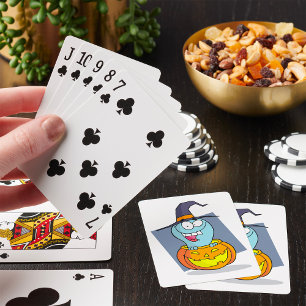 Halloween Ghost in Pumpkin Spooky Witch Poker Cards