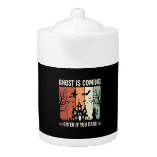 Halloween Ghost Is Coming Haunted House Teapot