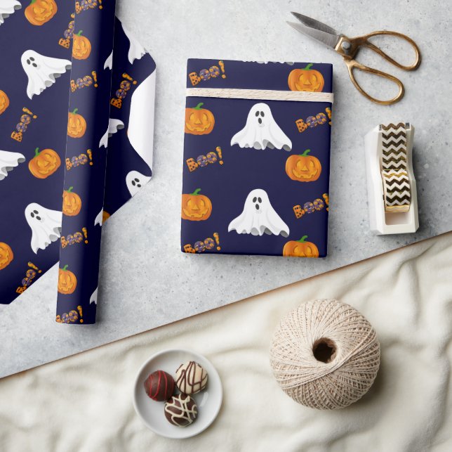 Halloween Ghost Jack O' Lantern Pattern Wrapping Paper (Crafts)