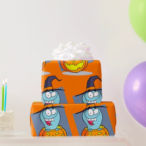 Halloween Ghost Jack O Lantern Wrapping Paper
