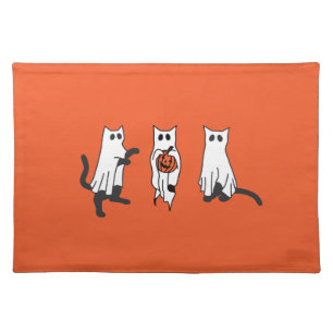 Halloween Ghost Kitties Cloth Placemat
