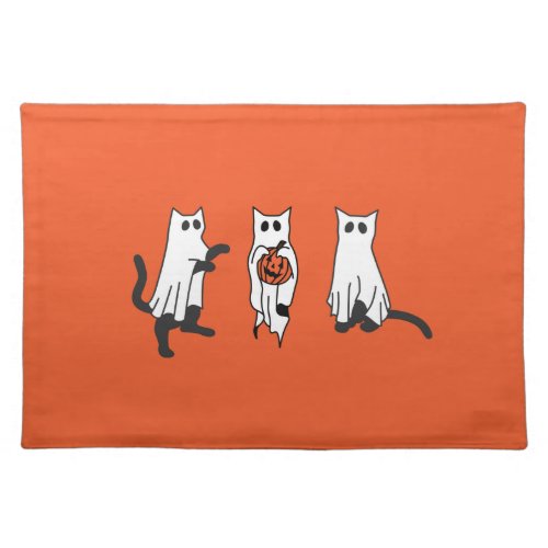 Halloween Ghost Kitties  Cloth Placemat