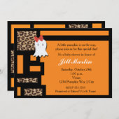 Halloween Ghost & Leopard Baby Shower Invitation (Front/Back)