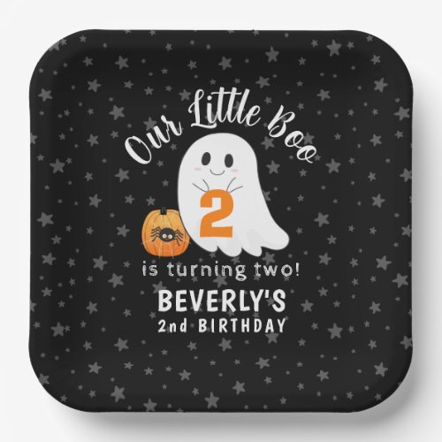Halloween Ghost Little Boo 2nd Birthday Paper Plates