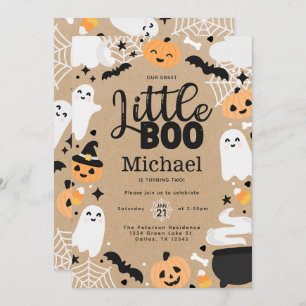 Halloween Ghost Little Boo 2nd Birthday Party Invitation