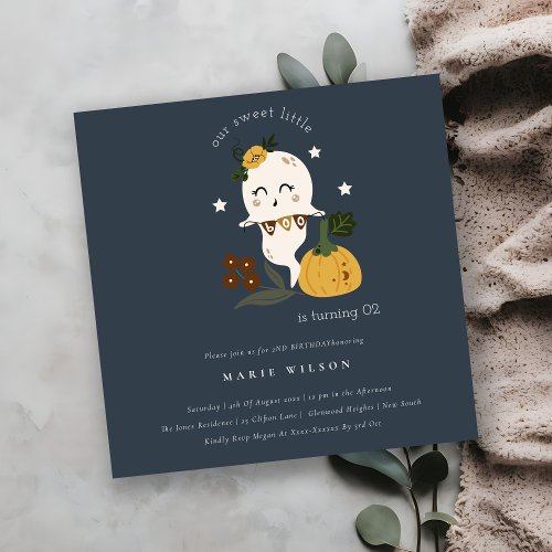 Halloween Ghost Little Boo Any Age Birthday Invite