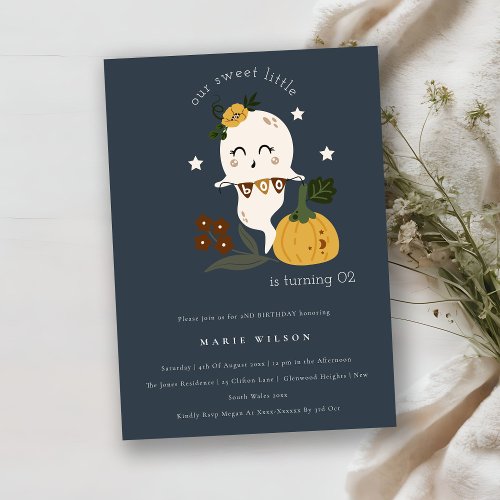 Halloween Ghost Little Boo Any Age Birthday Invite