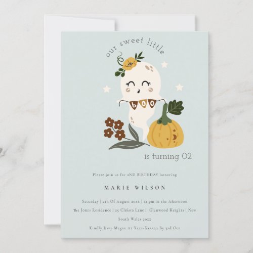 Halloween Ghost Little Boo Any Age Birthday Invite