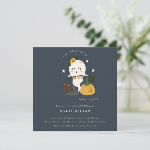 Halloween Ghost Little Boo Any Age Birthday Invite