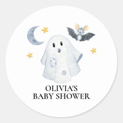 Halloween Ghost Little Boo Baby Shower Classic Round Sticker