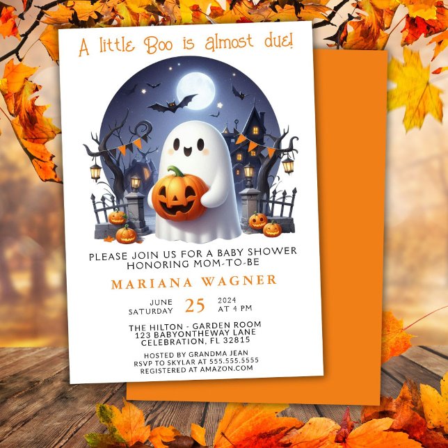 Halloween Ghost Little Boo Baby Shower Invitation (Creator Uploaded)