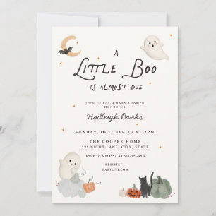 Halloween Ghost Little Boo Baby Shower Invitation