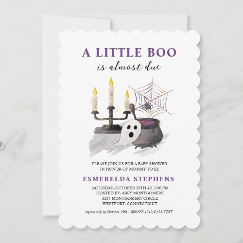 Halloween Ghost Little Boo Baby Shower  Invitation