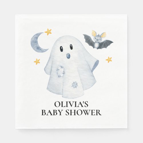 Halloween Ghost Little Boo Baby Shower Napkins