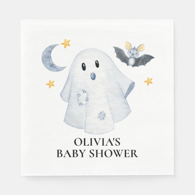 Halloween Ghost Little Boo Baby Shower Napkins (Front)