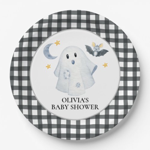 Halloween Ghost Little Boo Baby Shower Paper Plates