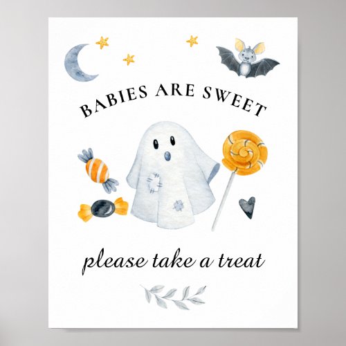 Halloween Ghost Little Boo Baby Shower Sweets Sign