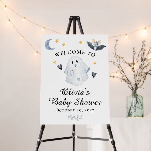 Halloween Ghost Little Boo Baby Shower Welcome Foam Board (In Situ (Stand))