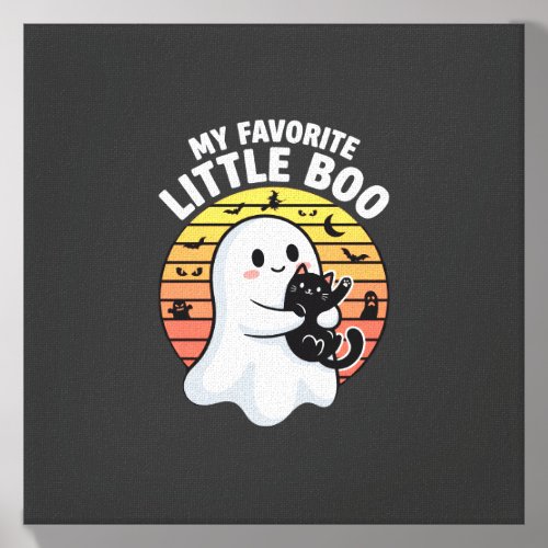 Halloween Ghost Little Boo Cat Canvas Photo Tile