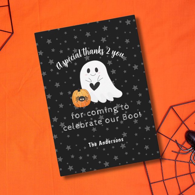 Halloween Ghost Little Boo Second Birthday Thank You Card (Creator Uploaded)