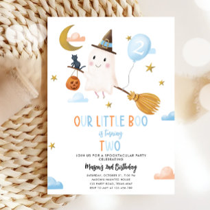 Halloween Ghost Little Boo Spooktacular Birthday Invitation