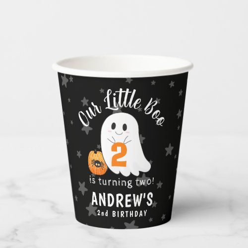 Halloween Ghost Little Boo Two Second Birthday Paper Cups