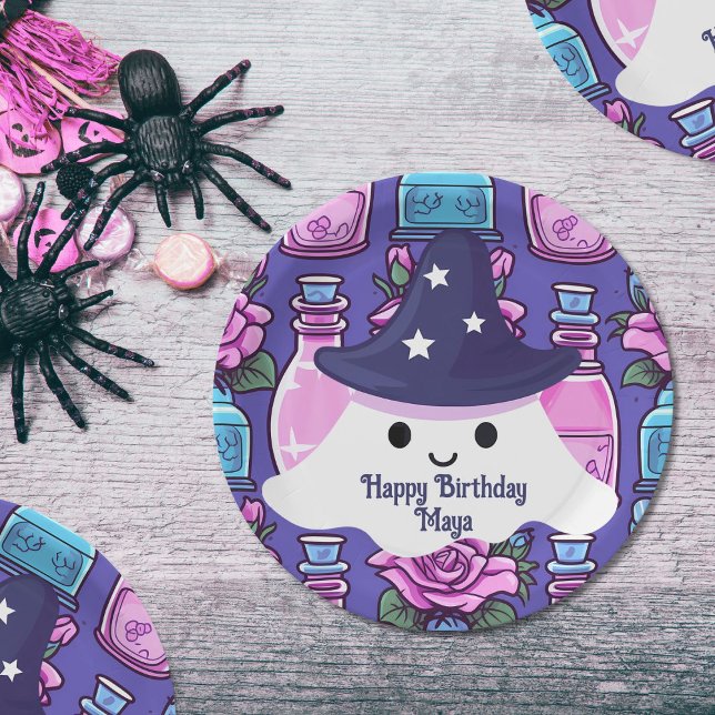 Halloween ghost magic potions cute birthday  paper plates (Cutest halloween birthday bash)