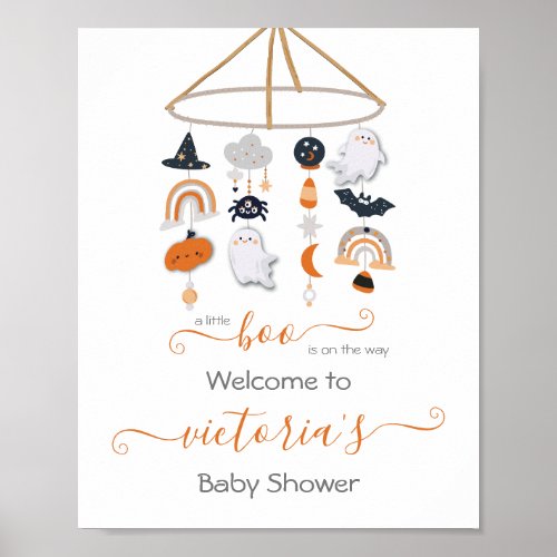 Halloween Ghost Mobile Baby Shower Poster