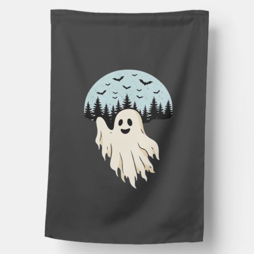 Halloween Ghost Moon Forest Design_1 House Flag