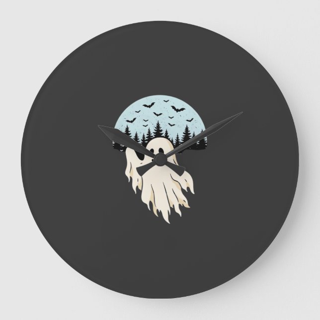 Halloween Ghost Moon Forest Design_1 Large Clock (Front)