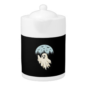 Halloween Ghost Moon Forest Design_1 Teapot