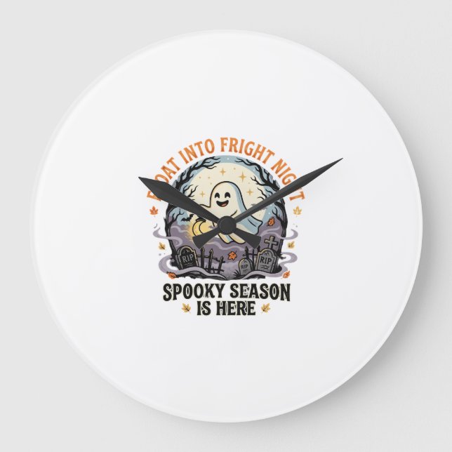 Halloween Ghost Moon Parade Large Clock (Front)