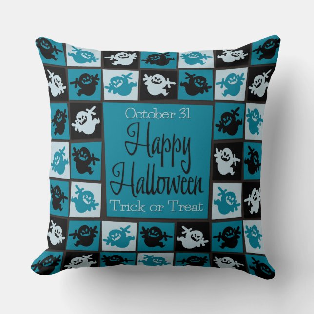 Halloween ghost mosaic throw pillow (Front)